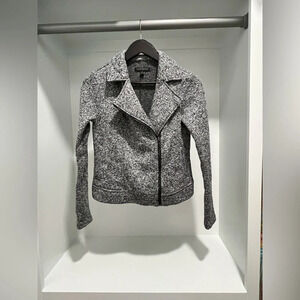 Banana Republic black/white/gray Knit cropped zipped collared sweatershirt XS